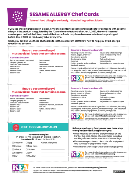 Sesame Allergy: Signs & Symptoms Food Allergy Institute