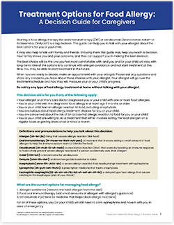 The cover of the Treatment Options for Food Allergy: A Decision Guide for Caregivers