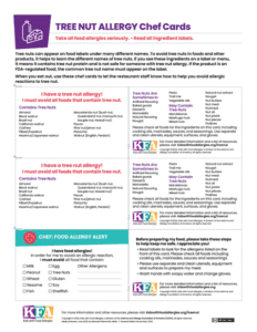 Tree Nut Allergy Ingredient Chef Cards