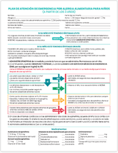 Spanish food allergy emergency care plan for children (age 3 and up)