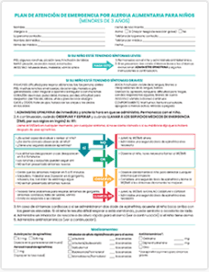 Spanish food allergy emergency care plan for children (under age 3)