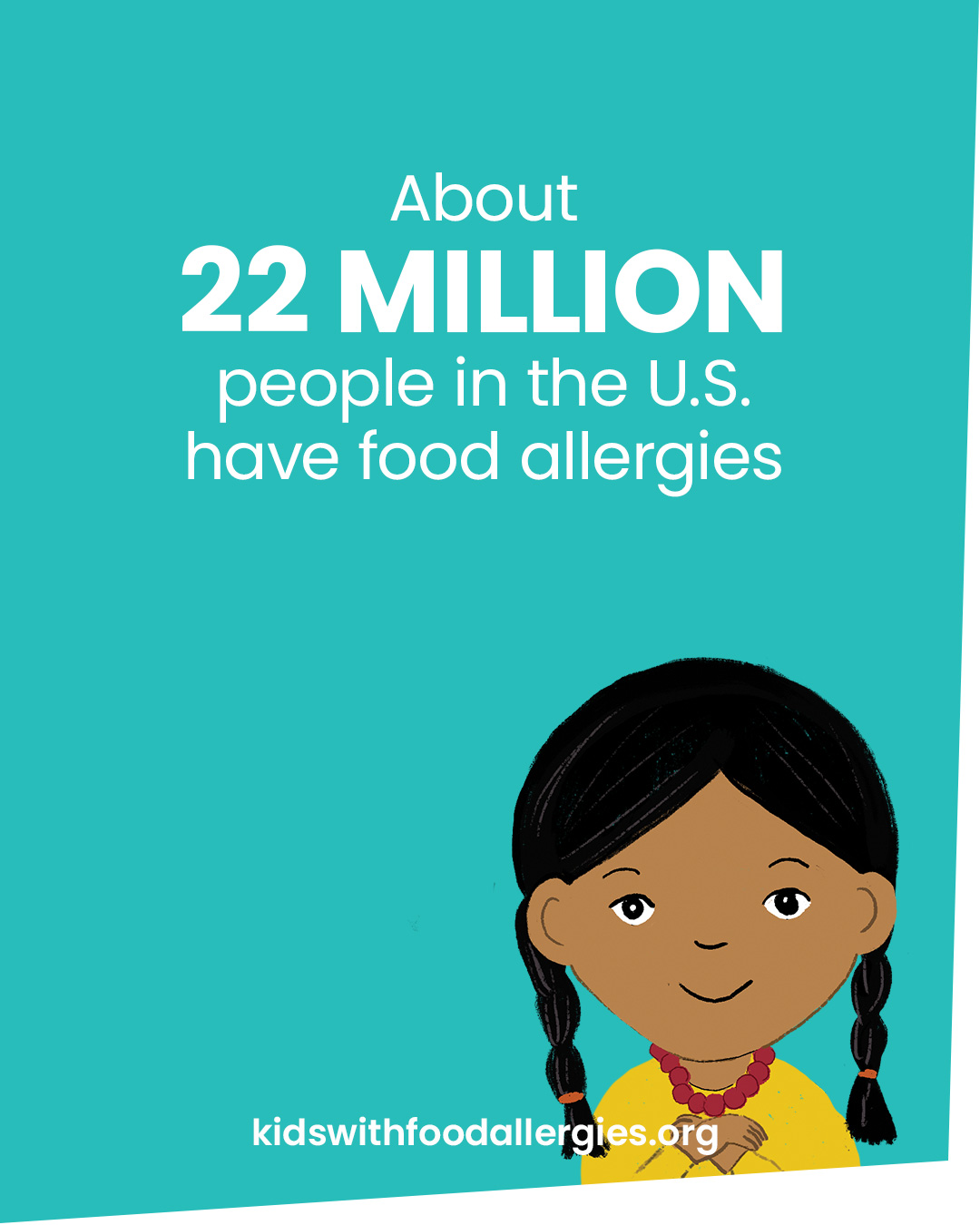 Illustration of a child with the caption About 22 million people in the U.S. have food allergies.